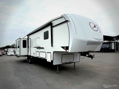 2023 Forest River Cardinal Red — front three-quarter view