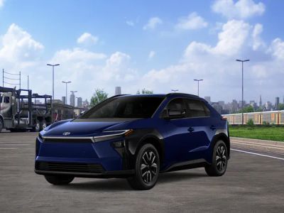 2026 Toyota bZ XLE in Blueprint — front three-quarter view