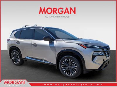 2026 Nissan Rogue Platinum in Silver — front three-quarter view