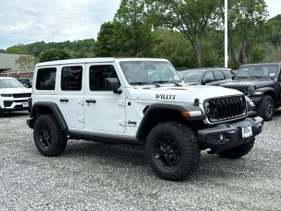 2026 Jeep Wrangler Willys in Bright White Clearcoat — front three-quarter view