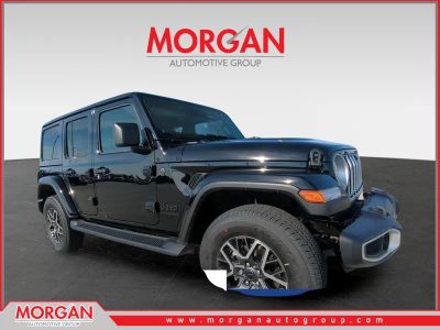 2026 Jeep Wrangler Sahara in Black — front three-quarter view