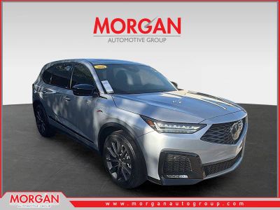 2025 Acura MDX w/A-Spec Package in Liquid Carbon Metallic — front three-quarter view