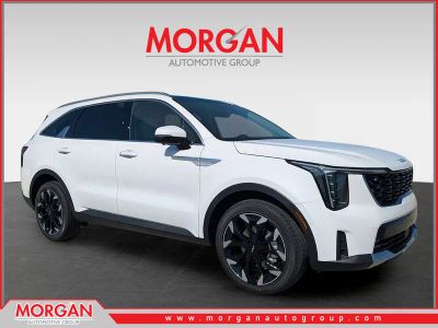 2026 Kia Sorento SX in Glacial White Pearl — front three-quarter view