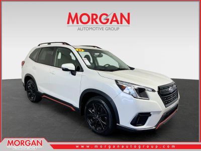 2023 Subaru Forester Sport in Crystal White Pearl — front three-quarter view