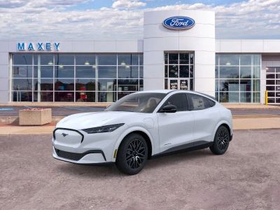 2026 Ford Mustang Mach-E Premium in Star White Metallic Tri-Coat — front three-quarter view