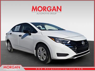 2025 Nissan Versa 1.6 S in White — front three-quarter view