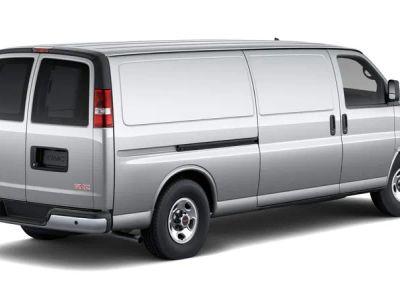 2026 GMC Savana Cargo — rear three-quarter view