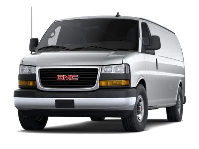2026 GMC Savana Cargo Work Van in Quicksilver Metallic — front three-quarter view