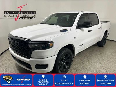 2026 RAM 1500 Big Horn in Bright White Clear-Coat Exterior Paint — front three-quarter view