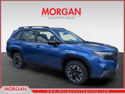 2026 Subaru Forester Base in Daybreak Blue Pearl — front three-quarter view