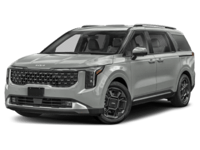 2026 Kia Carnival SX in Ceramic Silver — front three-quarter view