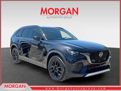 2025 Mazda CX-70 3.3 Turbo Premium Plus Package in Jet Black Mica — front three-quarter view