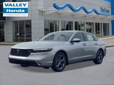 2026 Honda Accord Hybrid EX-L in Solar Silver Metallic — front three-quarter view