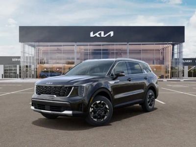 2026 Kia Sorento S in Ebony Black — front three-quarter view