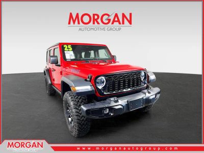 2025 Jeep Wrangler Willys 4xe in Red — front three-quarter view
