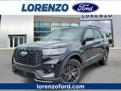2026 Ford Explorer ST-Line in Agate Black Metallic — front three-quarter view
