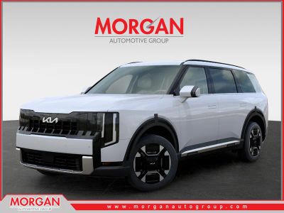 2027 Kia Telluride Hybrid EX in Glacial White Pearl — front three-quarter view