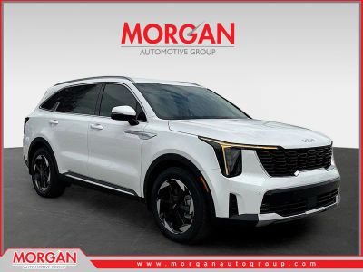 2026 Kia Sorento Hybrid EX in Snow White Pearl — front three-quarter view
