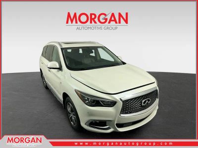 2020 INFINITI QX60 LUXE in Majestic White — front three-quarter view