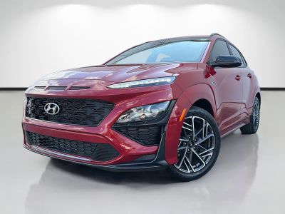 2022 Hyundai Kona N Line in Pulse Red — front three-quarter view
