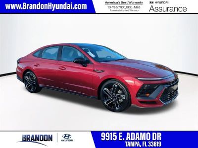2026 Hyundai SONATA N Line in Red — front three-quarter view