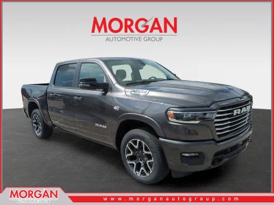 2026 Ram 1500 Laramie in Gray — front three-quarter view