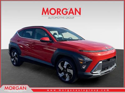 2026 Hyundai KONA Limited in Soultronic Orange Pearl — front three-quarter view