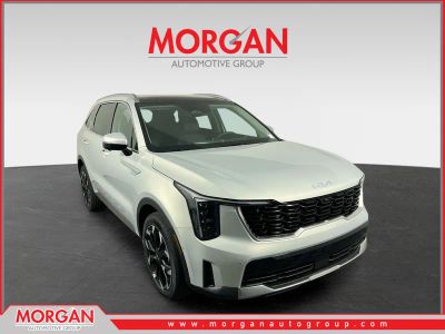 2026 Kia Sorento SX in Ivory Silver — front three-quarter view