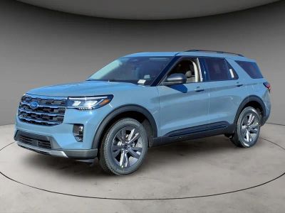2026 Ford Explorer Active in Vapor Blue — front three-quarter view