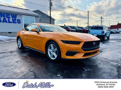2026 Ford Mustang EcoBoost in Orange Fury Metallic Tri-Coat — front three-quarter view
