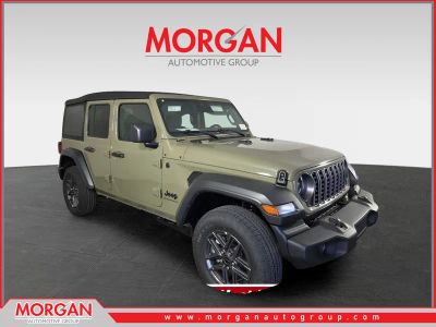 2026 Jeep Wrangler Sport S in Green — front three-quarter view