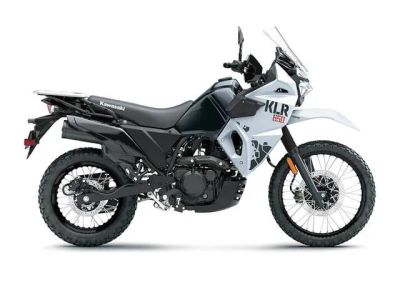 2025 Kawasaki KLR®650 Pearl Crystal White/Metallic Carbon Gray — front three-quarter view