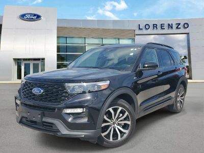 2023 Ford Explorer ST-Line in Agate Black Metallic — front three-quarter view