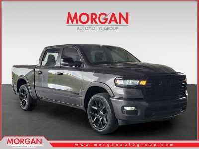 2026 Ram 1500 Laramie in Granite Crystal Metallic Clearcoat — front three-quarter view