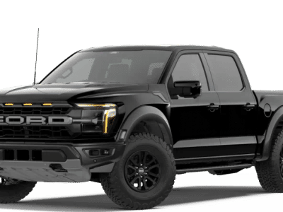 2026 Ford F-150 Raptor in Agate Black Metallic — front three-quarter view