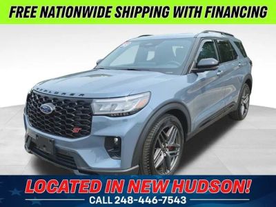 2025 Ford Explorer ST in Vapor Blue — front three-quarter view