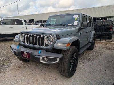 2024 Jeep Wrangler Sahara 4xe in Gray — front three-quarter view