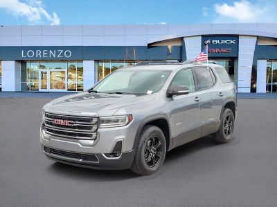 2021 GMC Acadia AT4 in Satin Steel Metallic — front three-quarter view