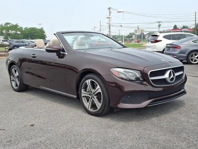 2019 Mercedes-Benz E-Class E 450 4MATIC® Cabriolet in Rubellite Red — front three-quarter view