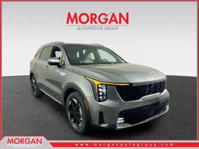 2026 Kia Sorento Hybrid X-Line SX Prestige in Aurora Black Pearl — front three-quarter view