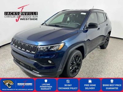 2026 Jeep Compass Latitude Altitude in Fathom Blue Pearl-Coat Exterior Paint — front three-quarter view