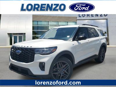 2026 Ford Explorer ST-Line in Star White Metallic Tri-Coat — front three-quarter view
