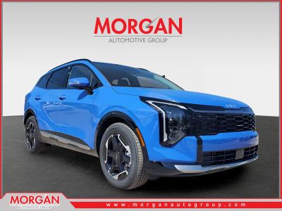 2026 Kia Sportage SX in Nebular Blue — front three-quarter view