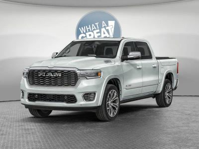 2026 RAM 1500 RAM 1500 TUNGSTEN CREW CAB 4X4 in Ivory White Tri-Coat Pearl-Coat Exterior Paint — front three-quarter view