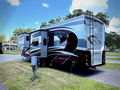 2022 Forest River RiverStone — rear three-quarter view
