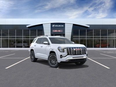 2026 GMC Terrain Denali in Glacier White Tricoat — front three-quarter view