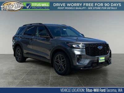 2025 Ford Explorer ST in Gray Metallic — front three-quarter view