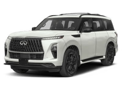 2026 INFINITI QX80 SPORT in Radiant White — front three-quarter view
