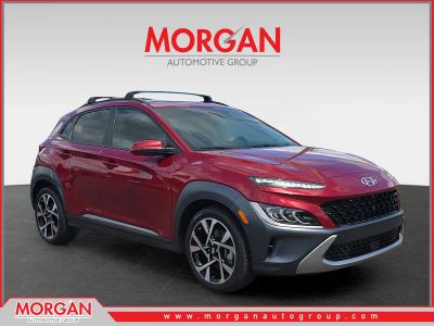 2023 Hyundai Kona Limited in Ultimate Red — front three-quarter view