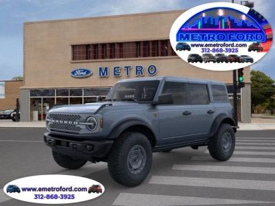 2025 Ford Bronco Badlands in Azure Gray Metallic Tri-Coat — front three-quarter view